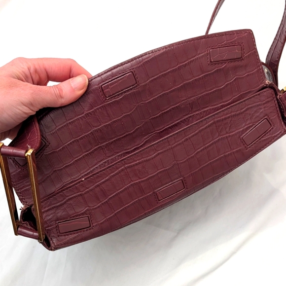 DeMellier Burgundy Croc Effect Bergen Bag - Picture 10 of 16